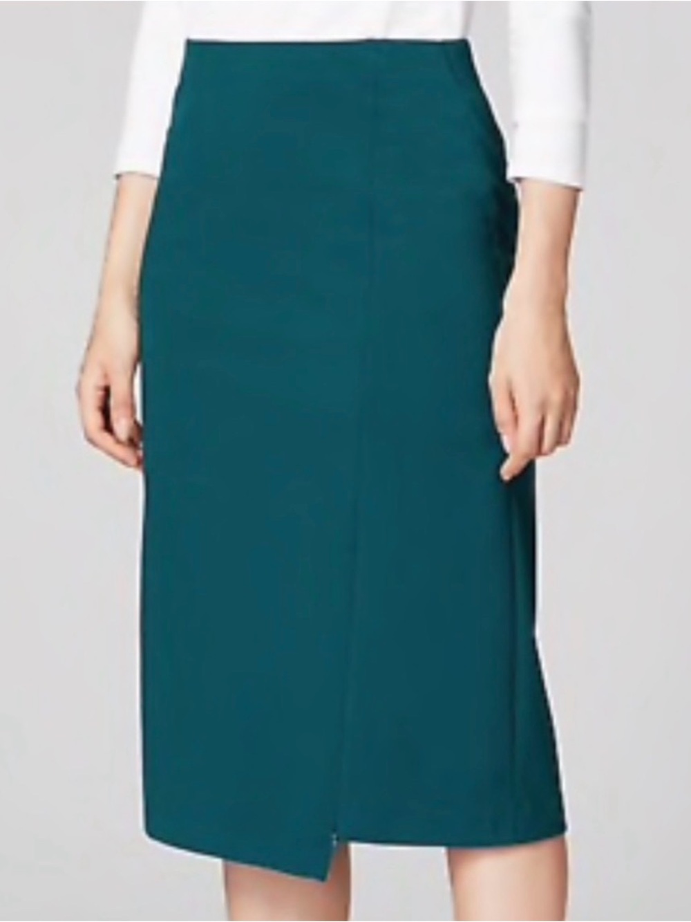 NWT J. Jill Ponte Knit Zip-Front Asymmetric Midi Skirt Small